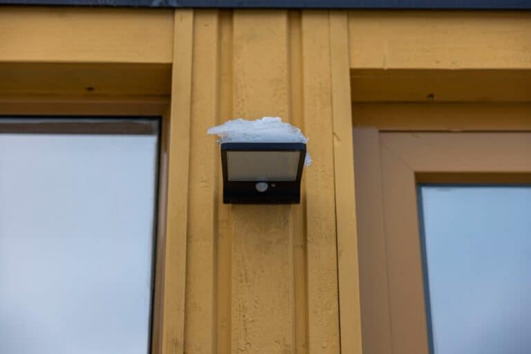 Security light on wood house
