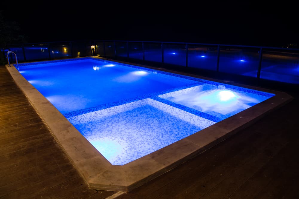 square pool with lights