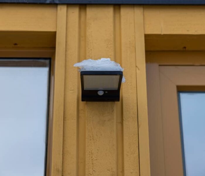 Security light on wood house